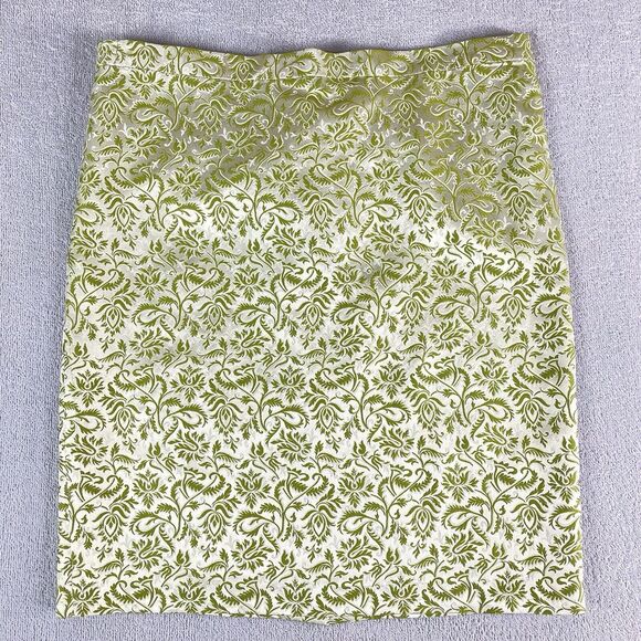 Escada Couture Silver Jacquard Skirt Suit Women’s Size 42 Green White Germany - Picture 4 of 16
